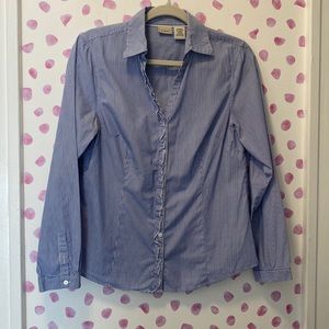 Women's LL Bean Striped Button Down Collared Shirt Size Small Reg